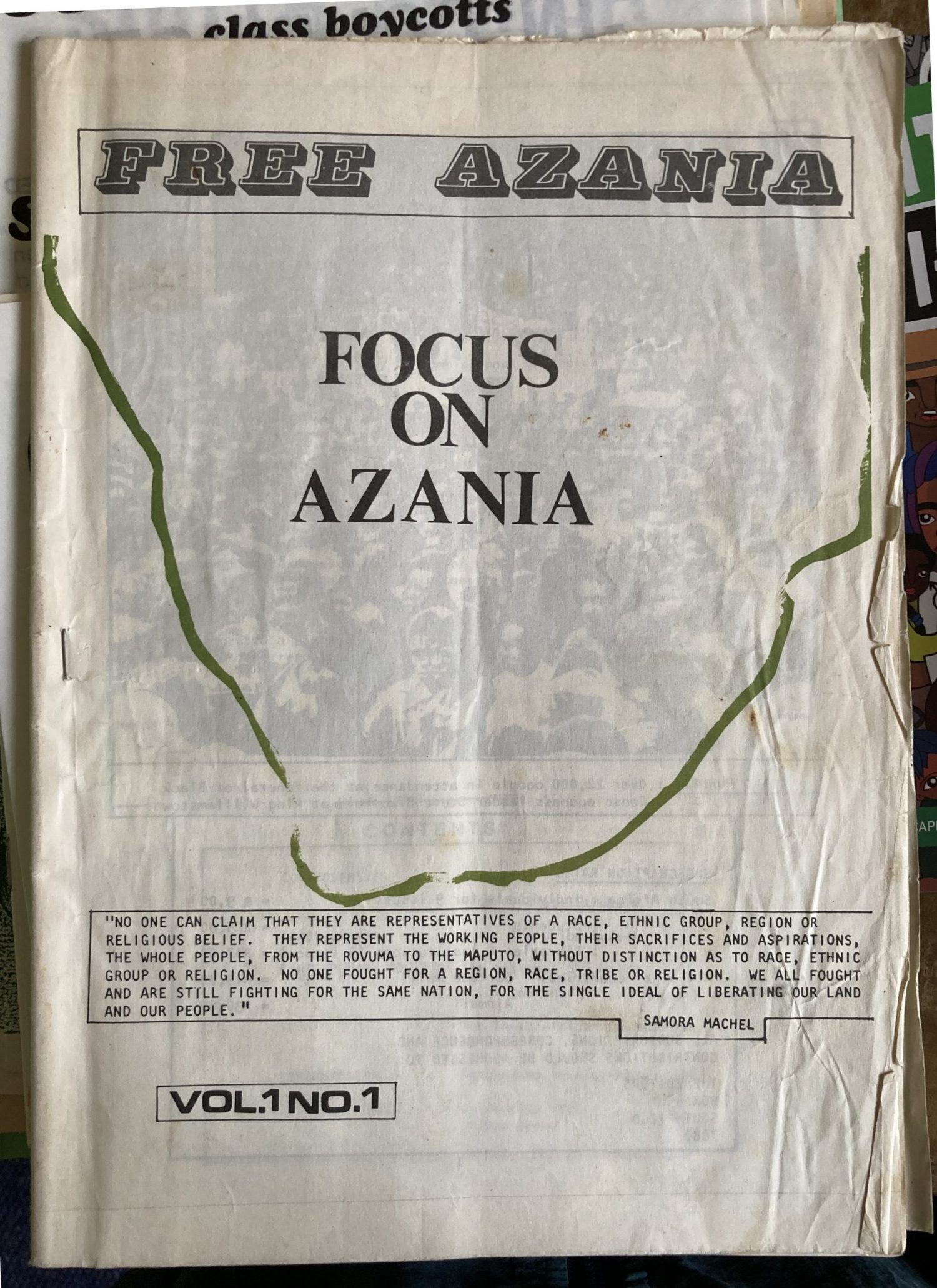 Front page of Free Azania, volume 1, number one