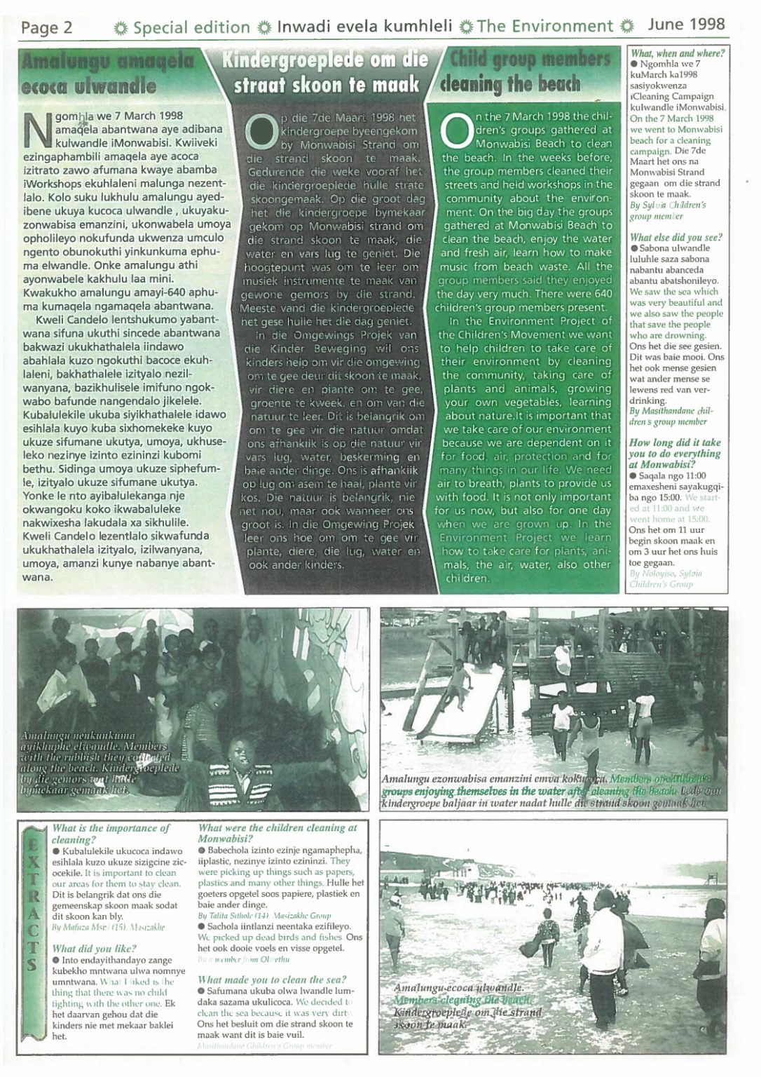 Page 2 of Voice of the Children, June 1998.